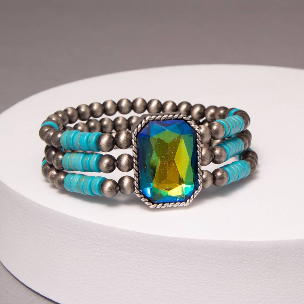 Rhinestone Embellished Beaded Bracelet