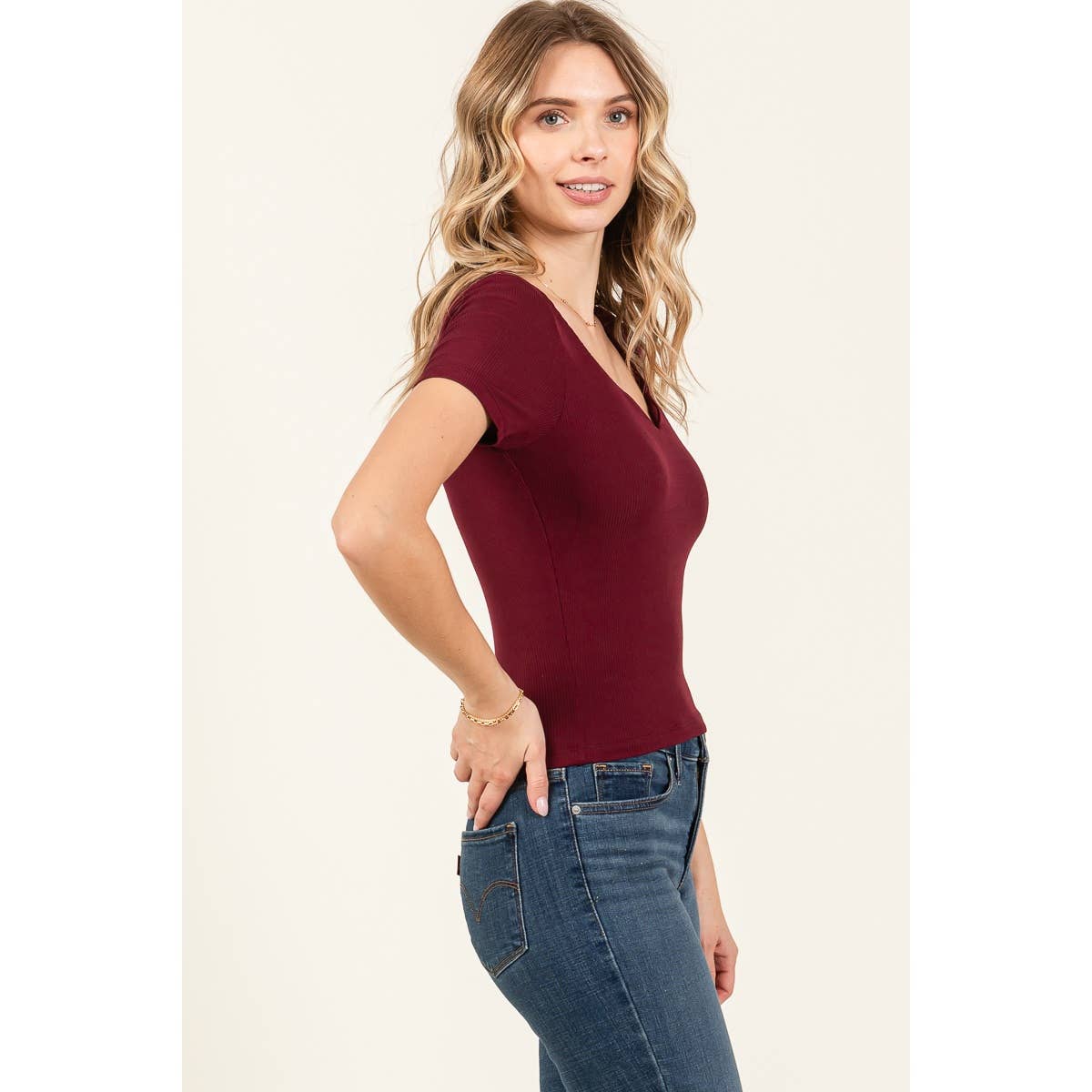 Double Layer SS Rib Knit Top