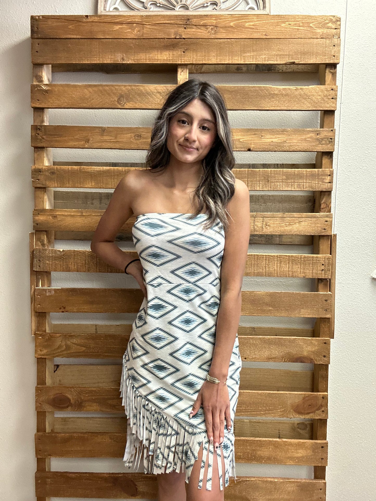 Ivy Aztec Fringe Hem Dress