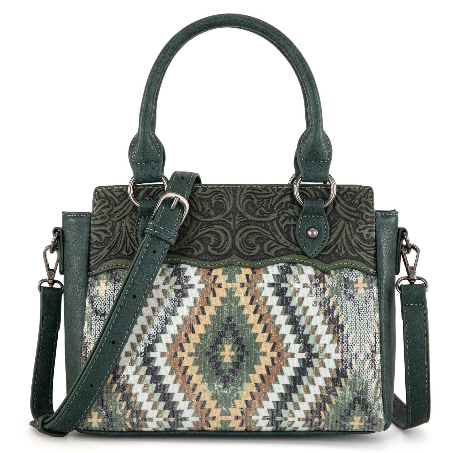 Tooled Aztec Tote/Crossbody