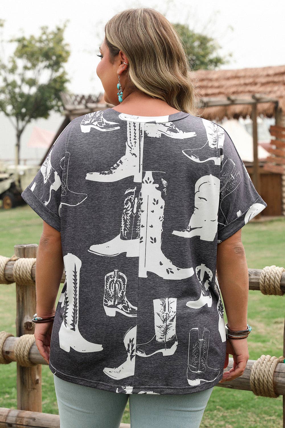 Western Boots Graphic Plus Size Tee