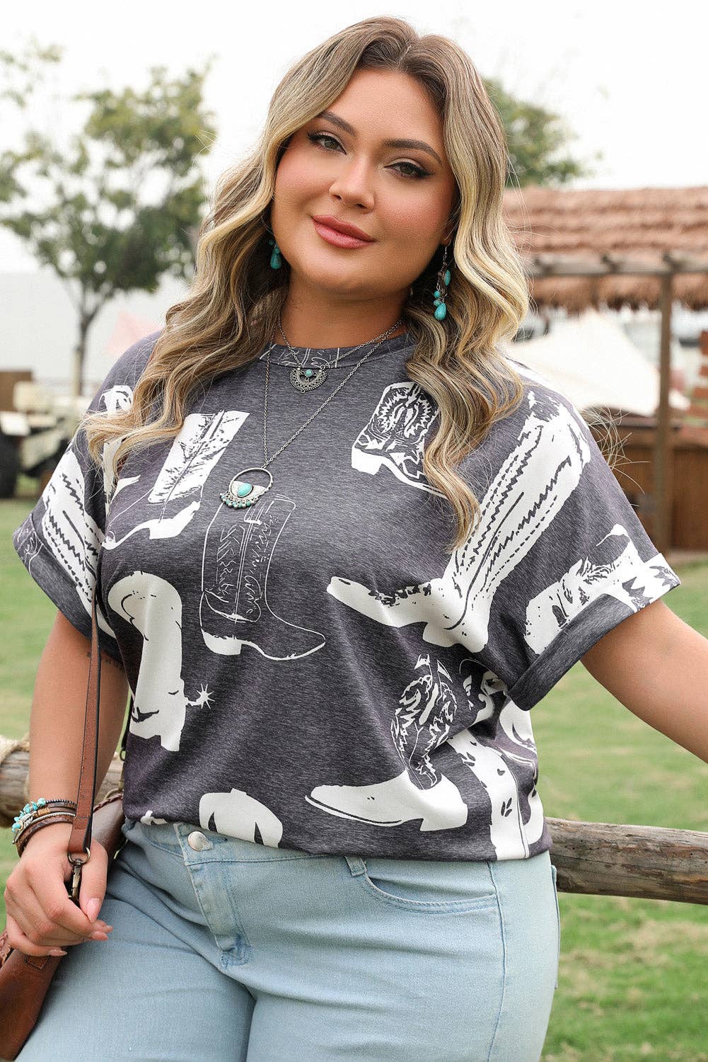 Western Boots Graphic Plus Size Tee