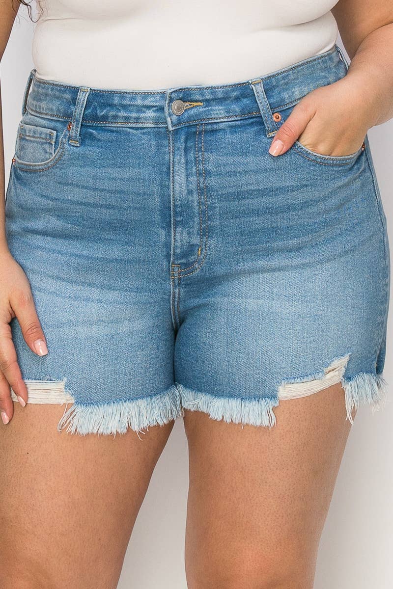 PLUS SIZE - HIGH RISE STRETCH MID SHORT