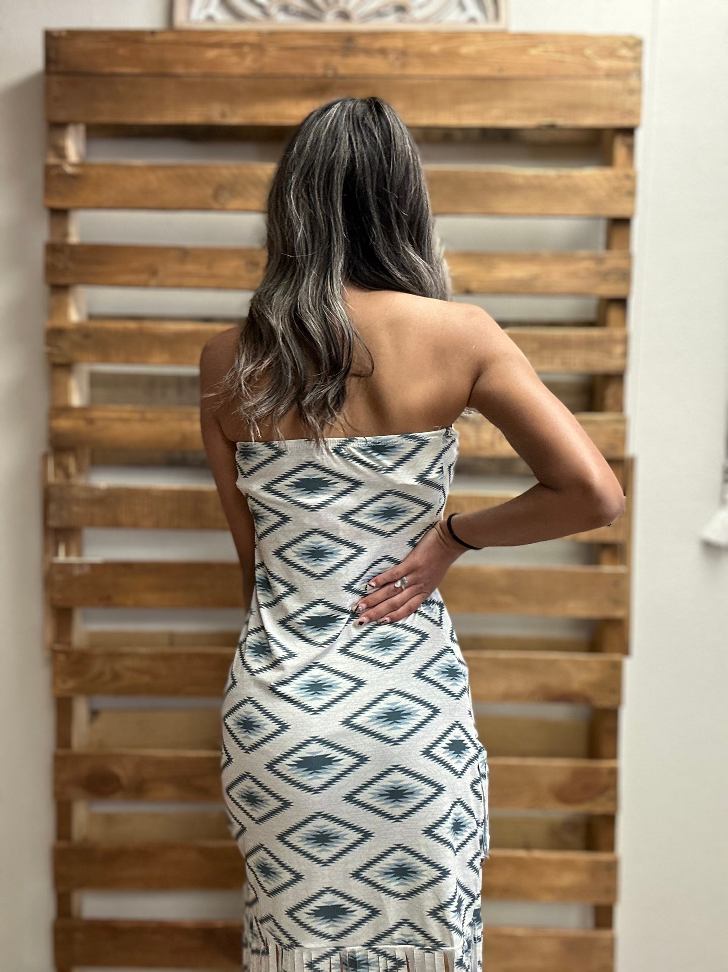 Ivy Aztec Fringe Hem Dress
