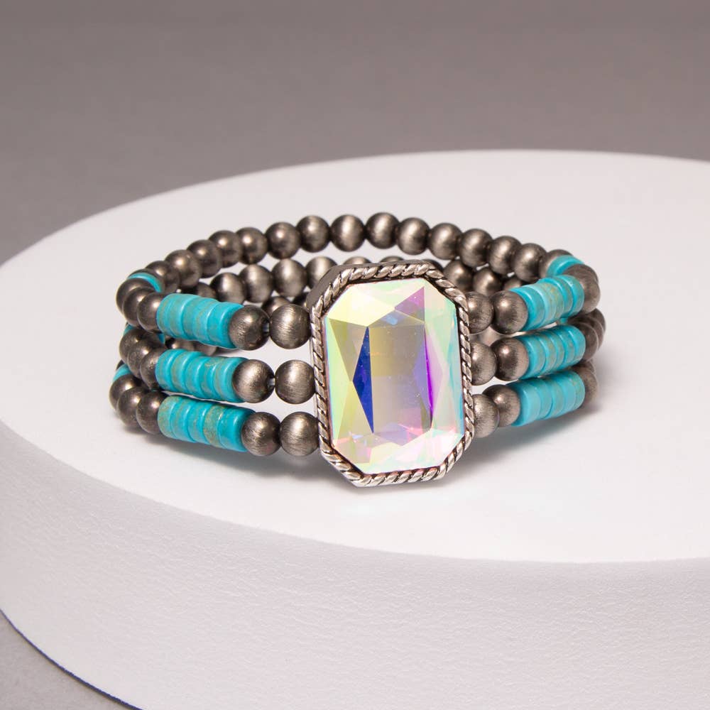 Rhinestone Embellished Beaded Bracelet