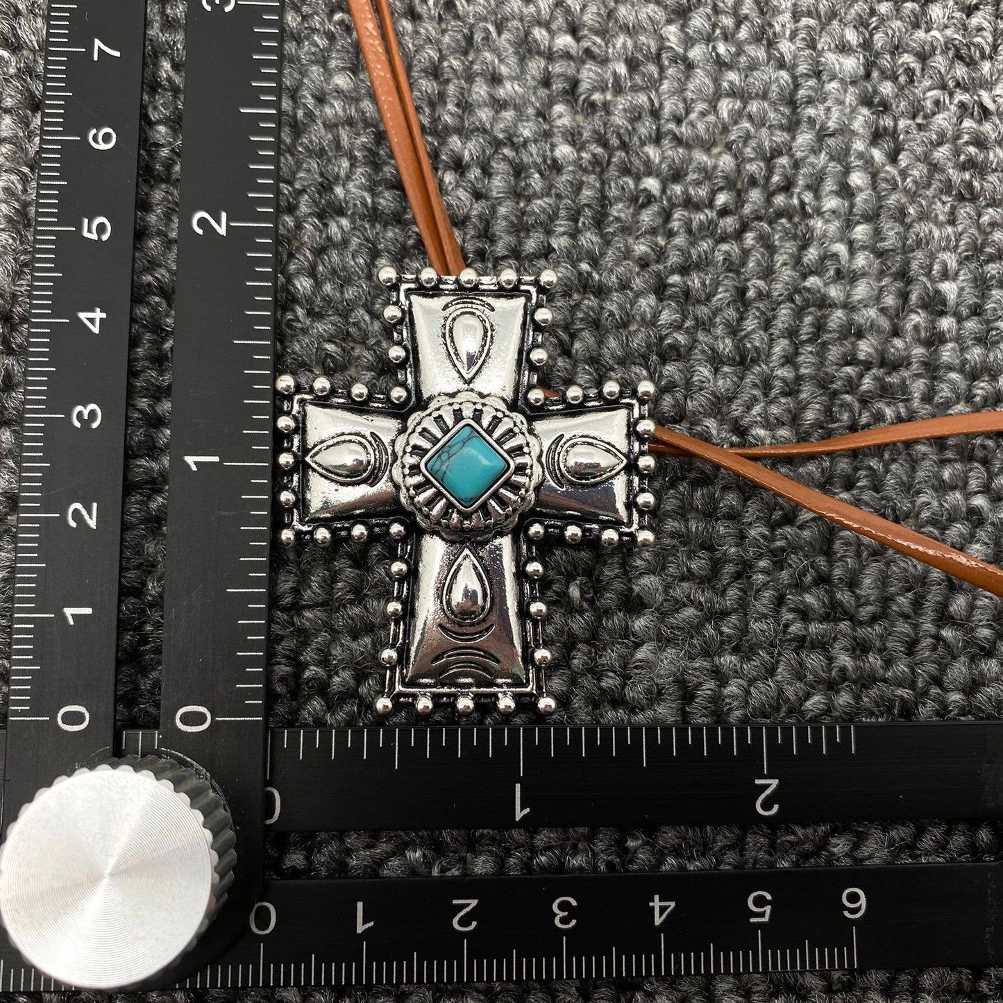 Cross Leather Rope Lariat Necklace