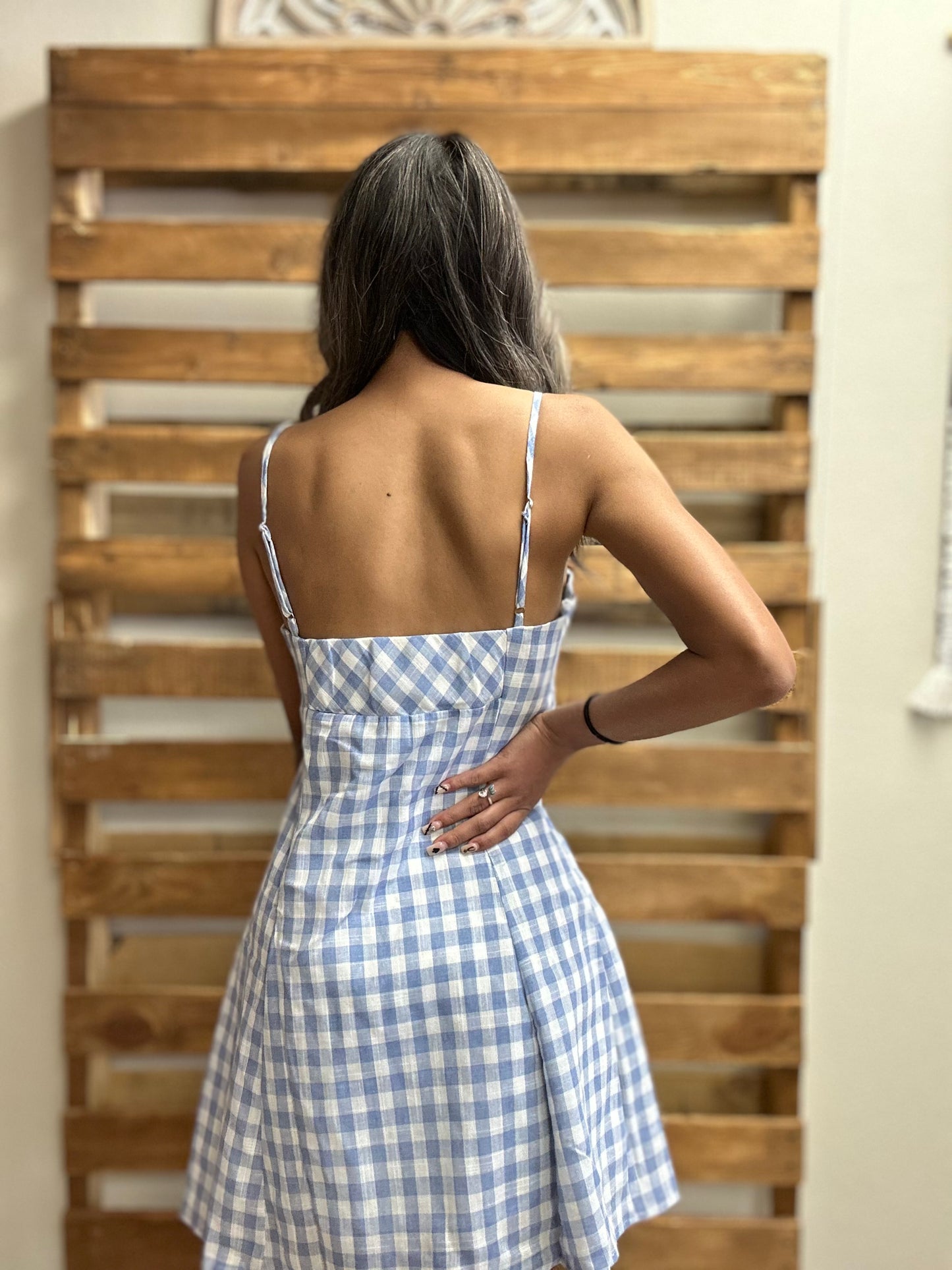 Plaid Sweetheart Neck Cami Strap Mini Dress
