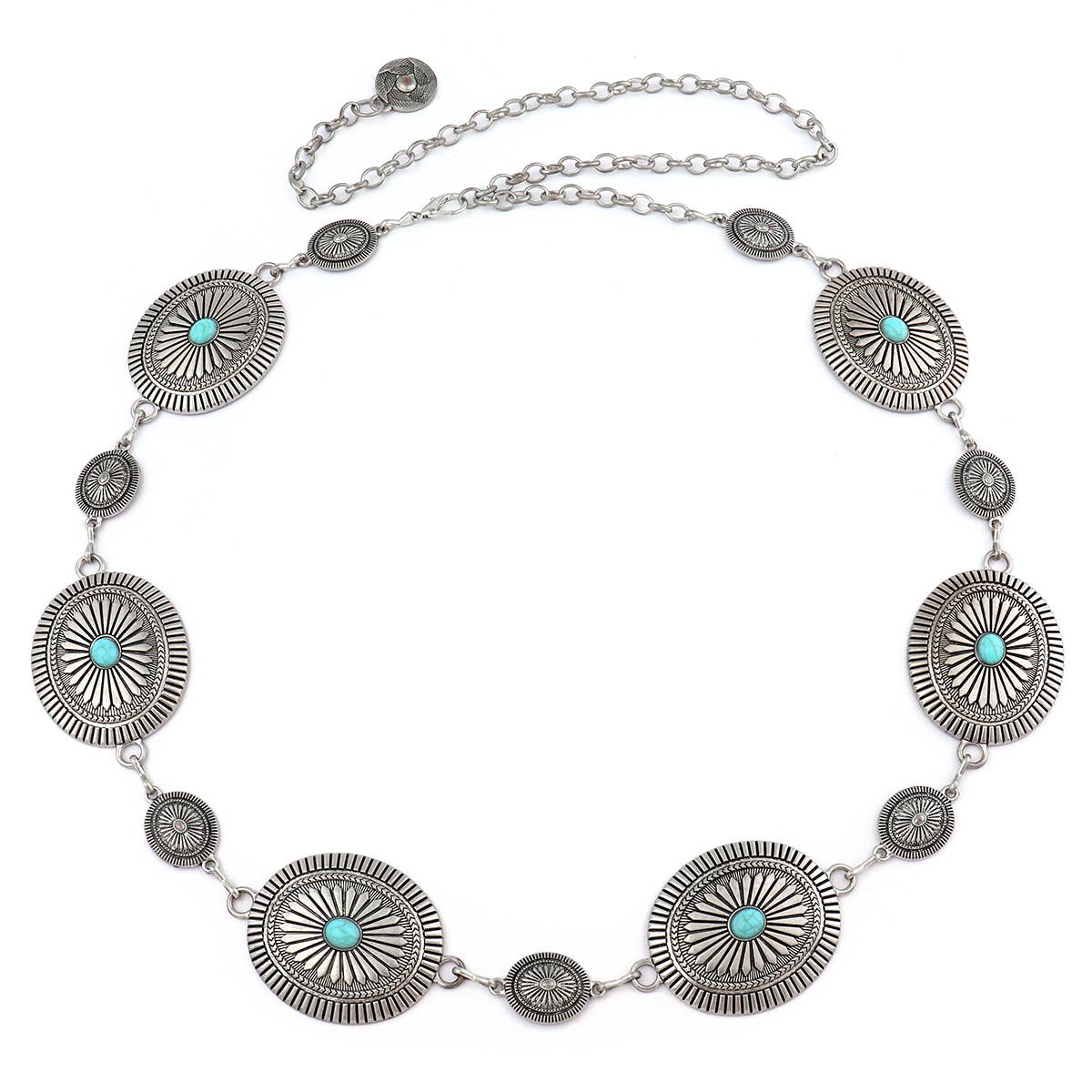 Round Silver (w/ Turquoise) Concho Belt