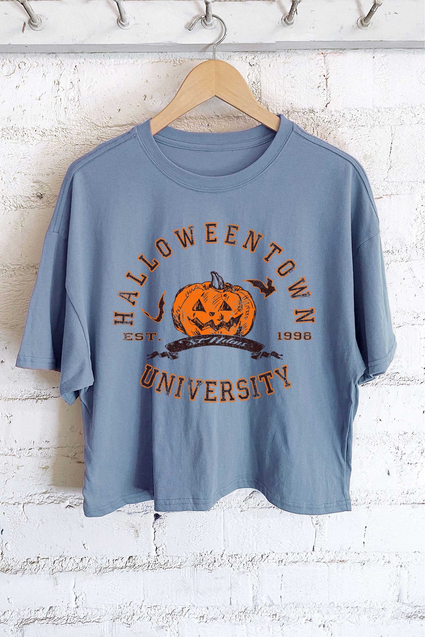 HALLOWEEN TOWN GRAPHIC LONG CROP TOP