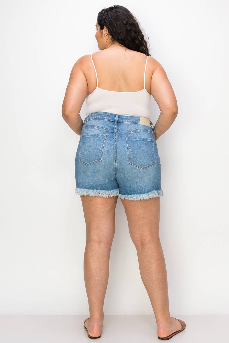 PLUS SIZE - HIGH RISE STRETCH MID SHORT