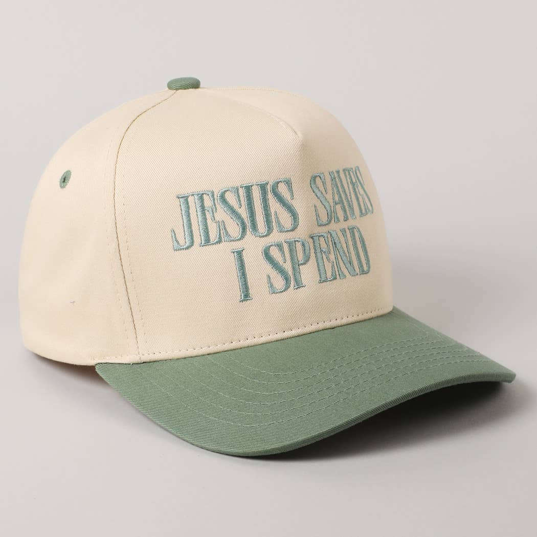 Jesus Saves, I Spend Embroidery Trucker Hat