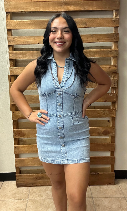 Collared Denim Dress