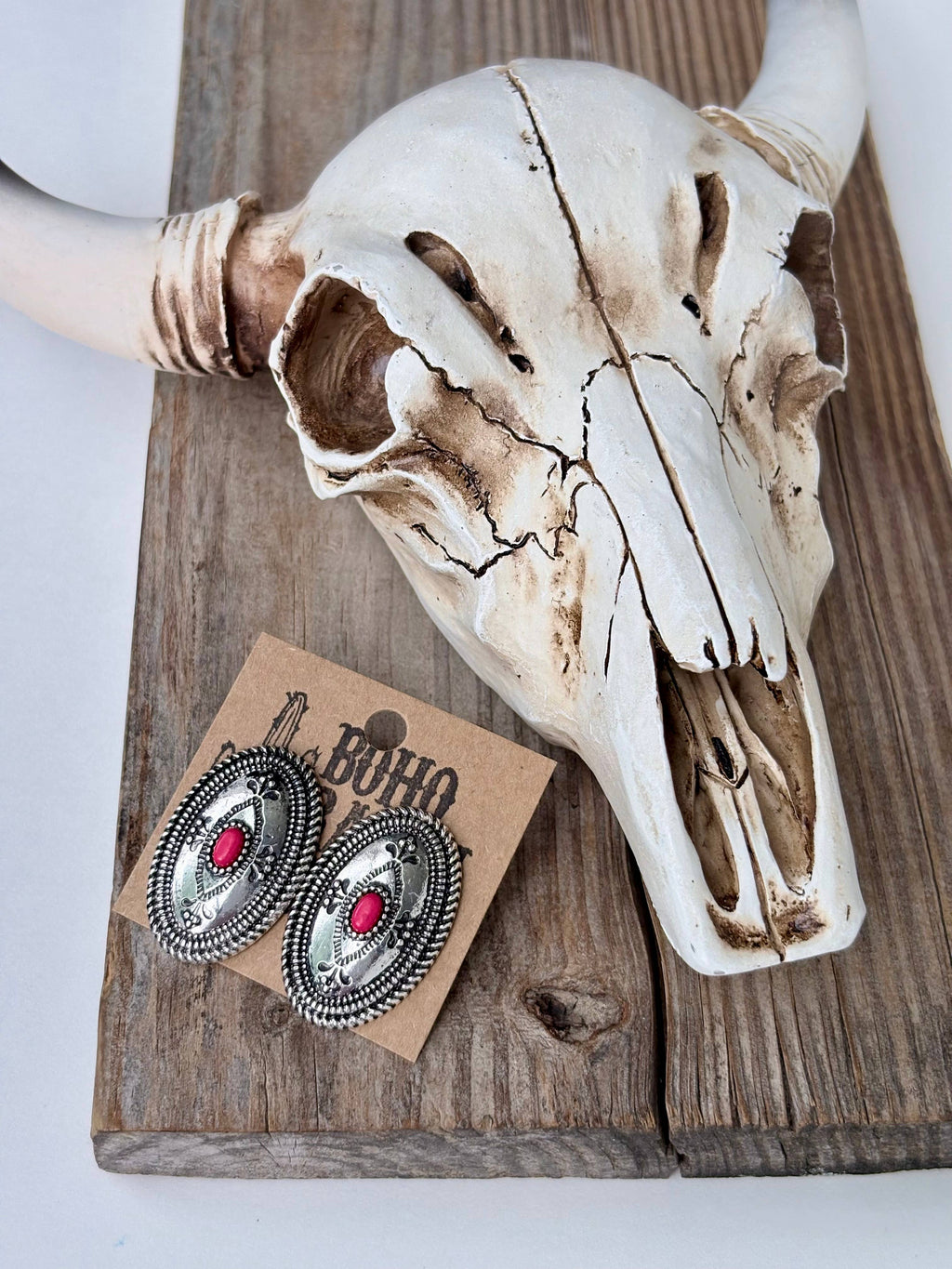 Oval Concho Stone Earrings