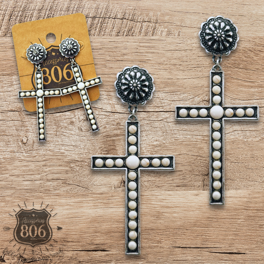 Studded Cross Earrings