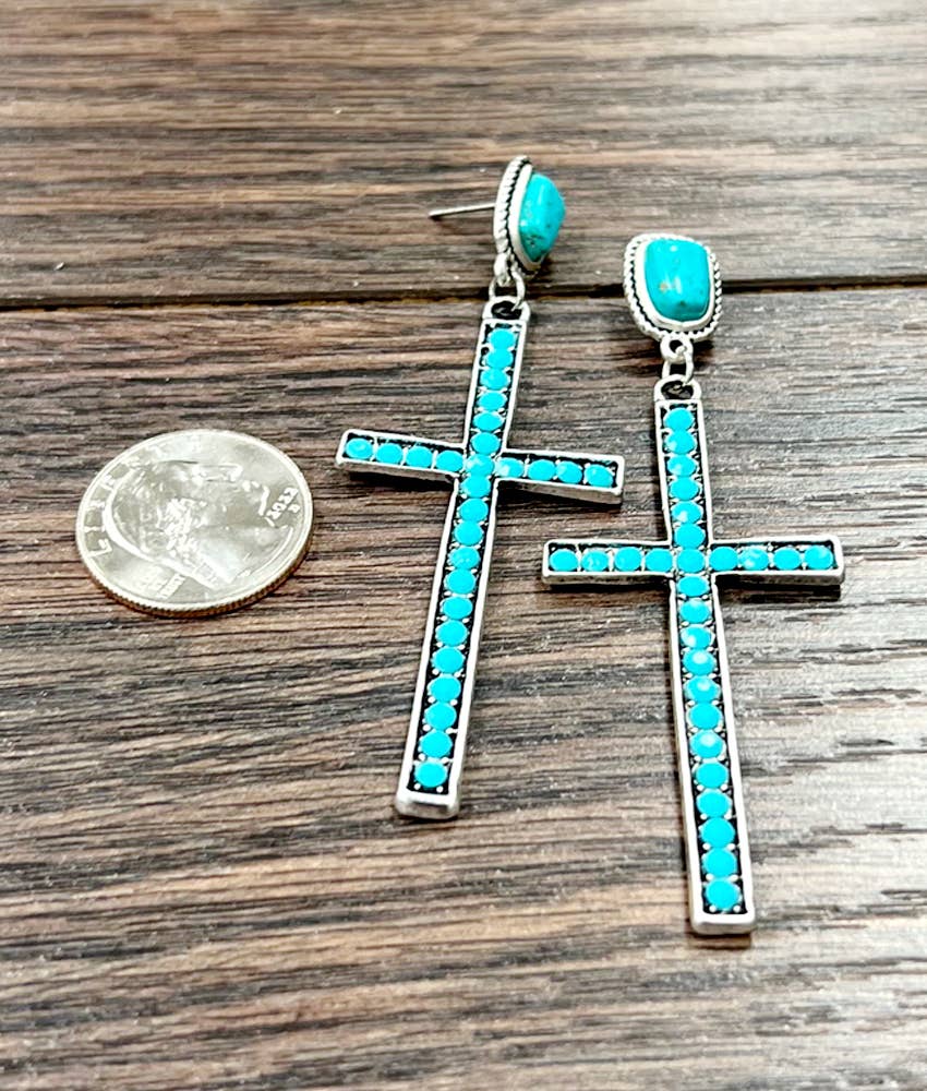Crystal Cross Post Earrings