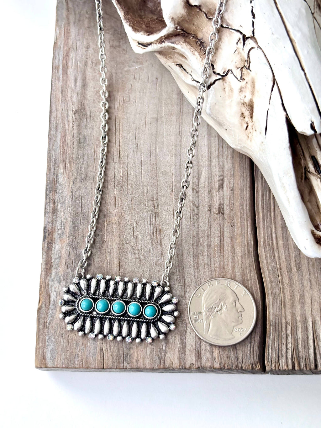 Turquoise Oval Bar Necklace