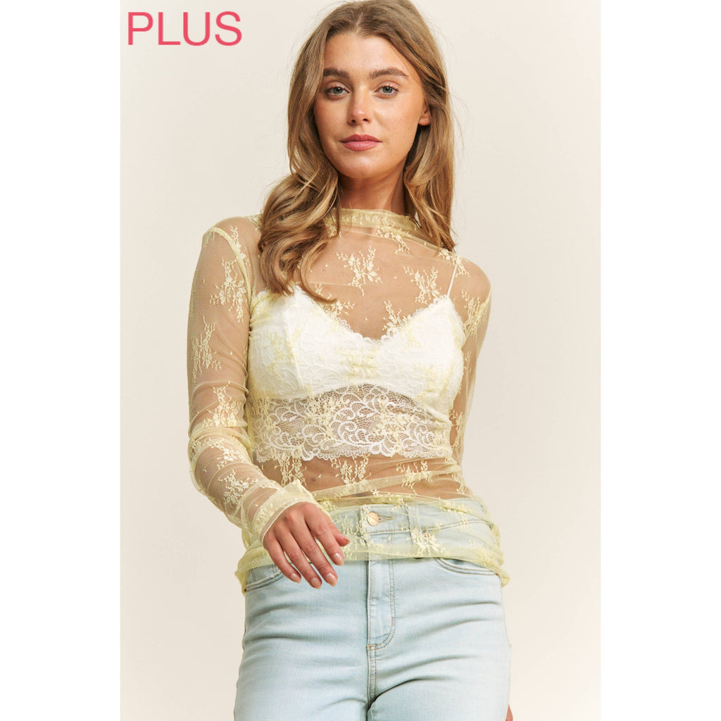 PLUS MESH LACE TOP