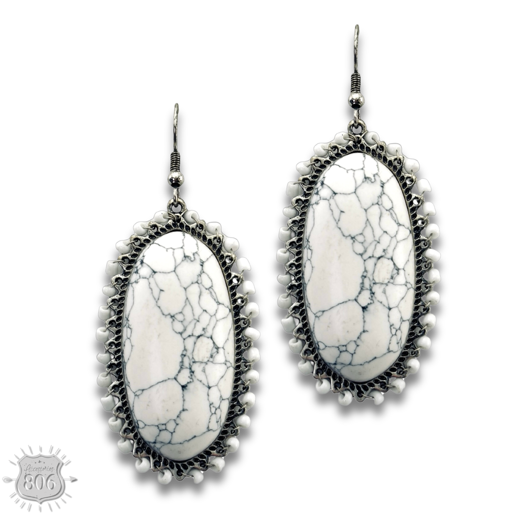 Large Stone Oval Earrings
