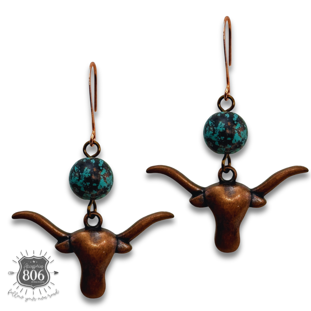 Copper Longhorn Earrings