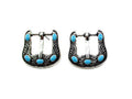 Western Small Belt Buckle Turquoise Post Earrings