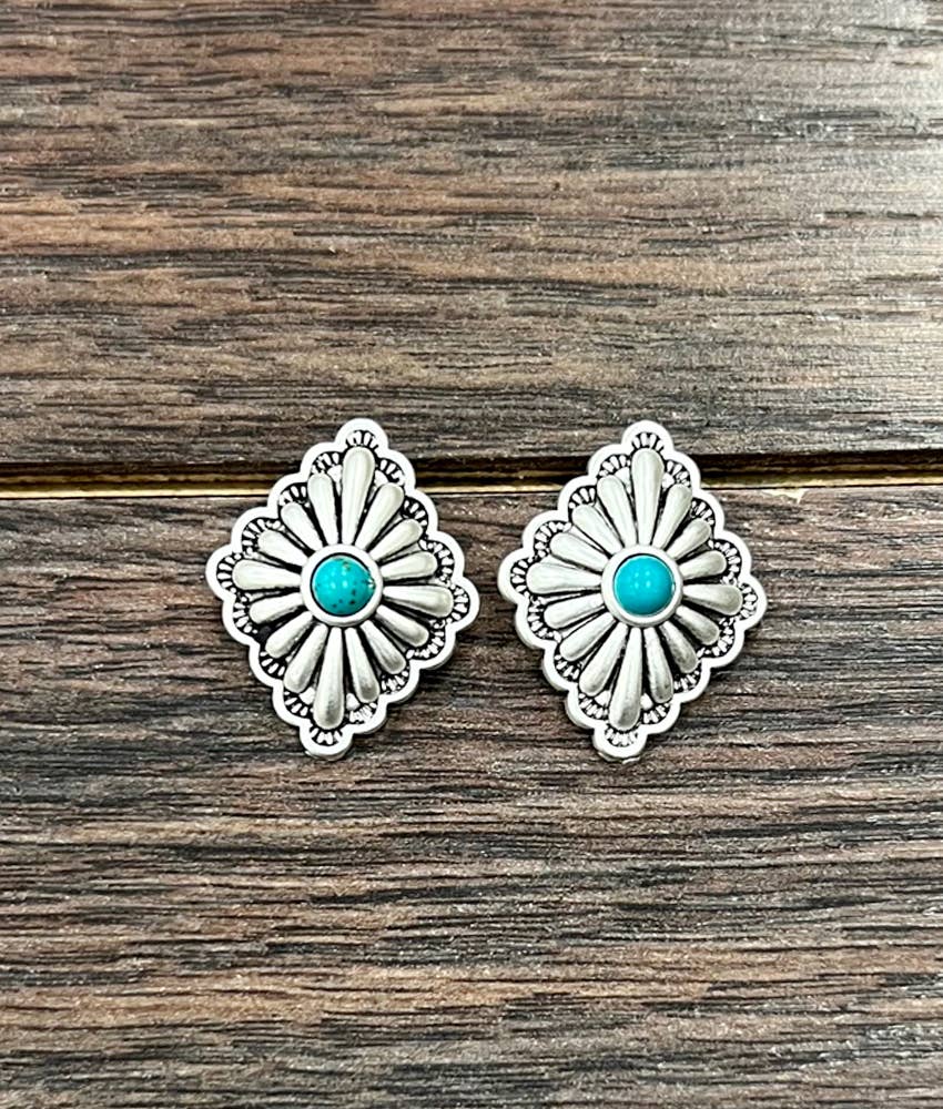 1" Brass Concho Stud Earrings