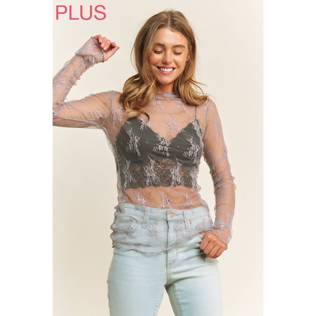 PLUS MESH LACE TOP