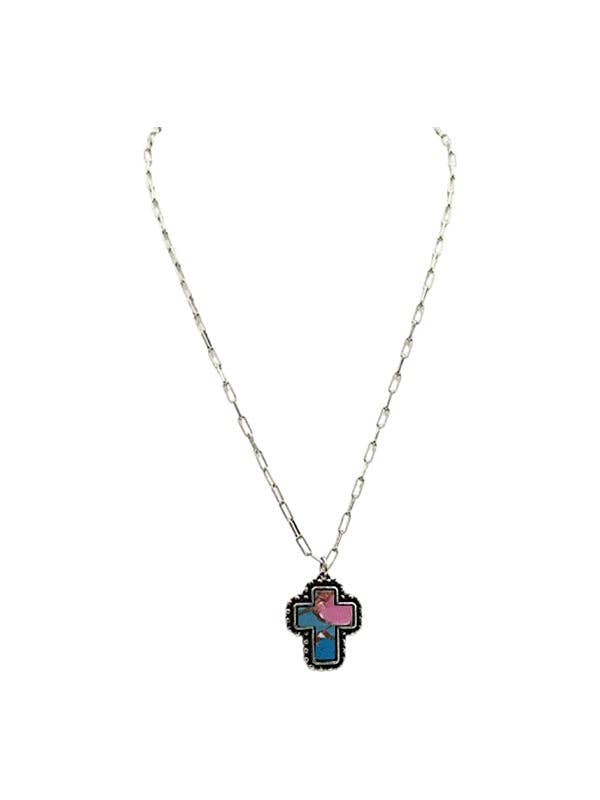 Cotton Candy Cross Necklace