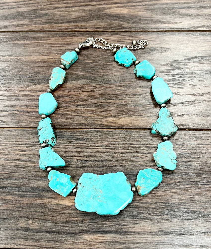 18" Graduated Slab Turquoise Necklace