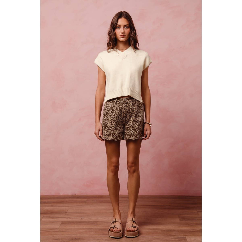 Safari Scalloped Hem Shorts