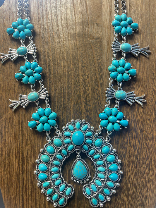 Turquoise Squash Blossom Necklace