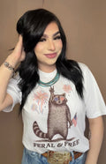 Feral And Free Raccoon Graphic Tee
