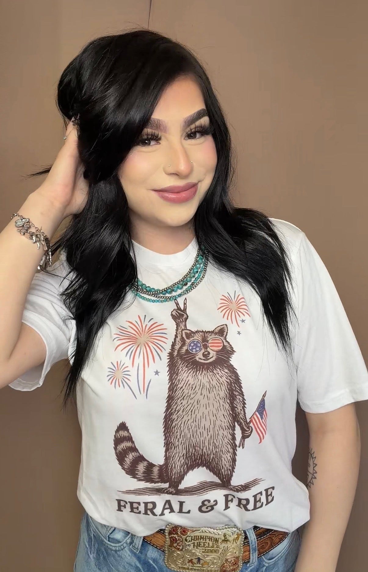 Feral And Free Raccoon Graphic Tee