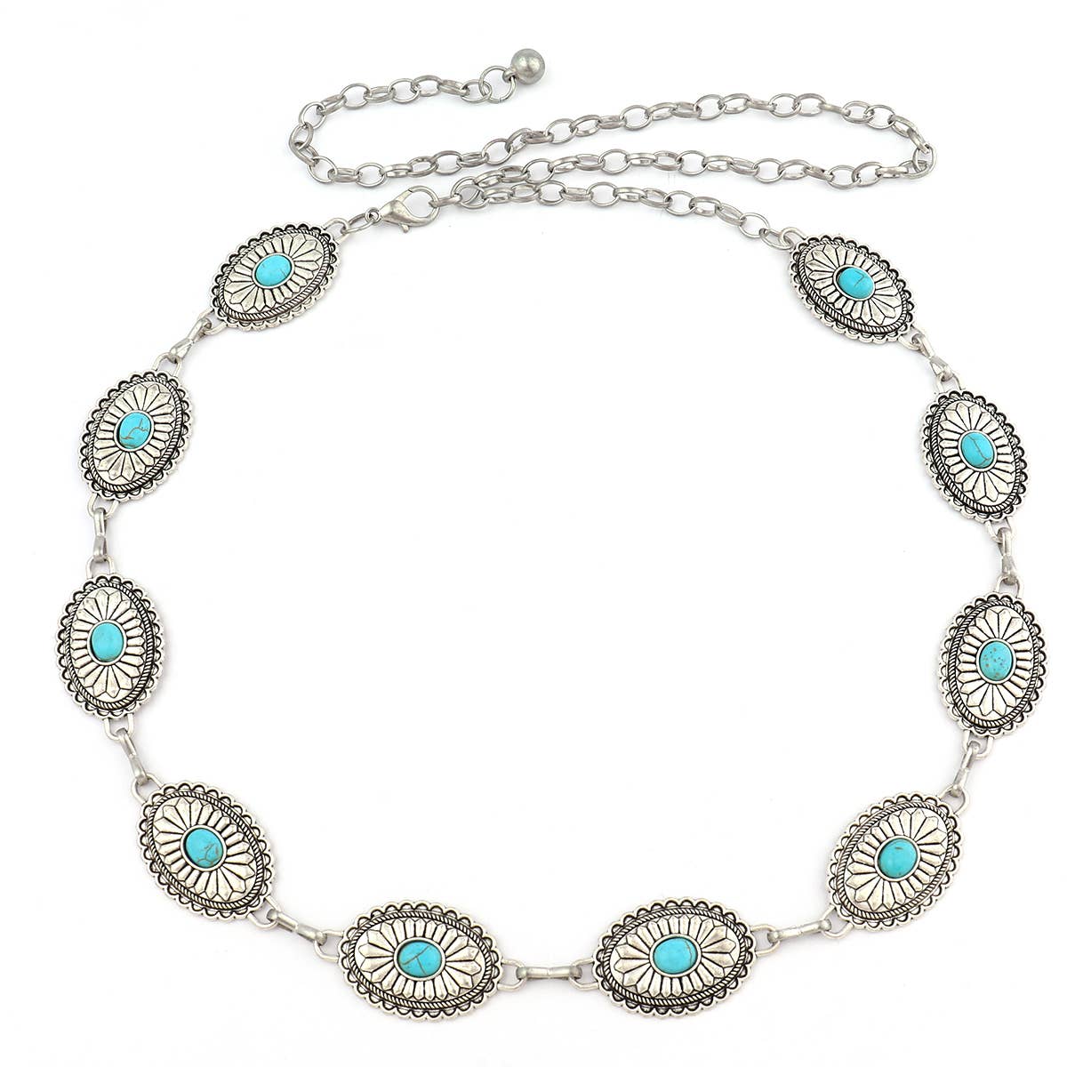 Oval Silver (w/ Turquoise) Concho