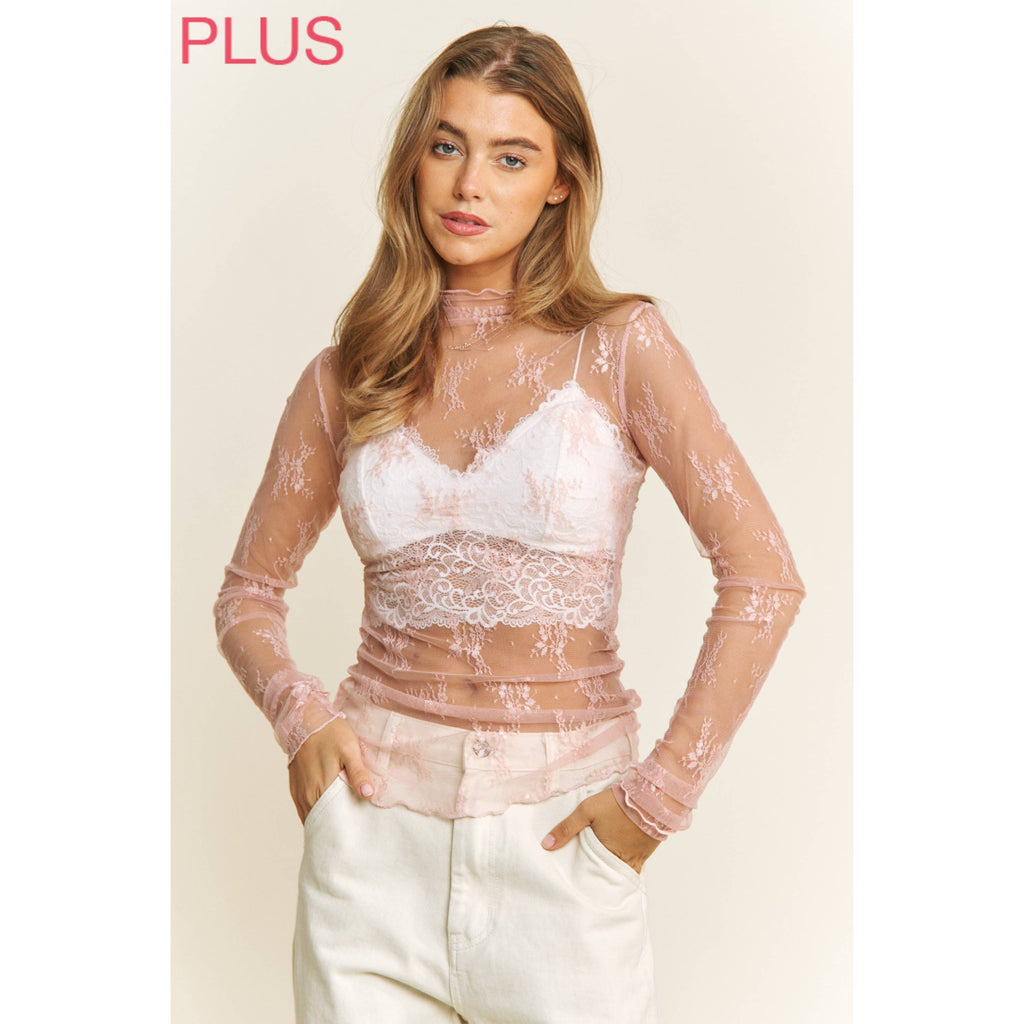PLUS MESH LACE TOP