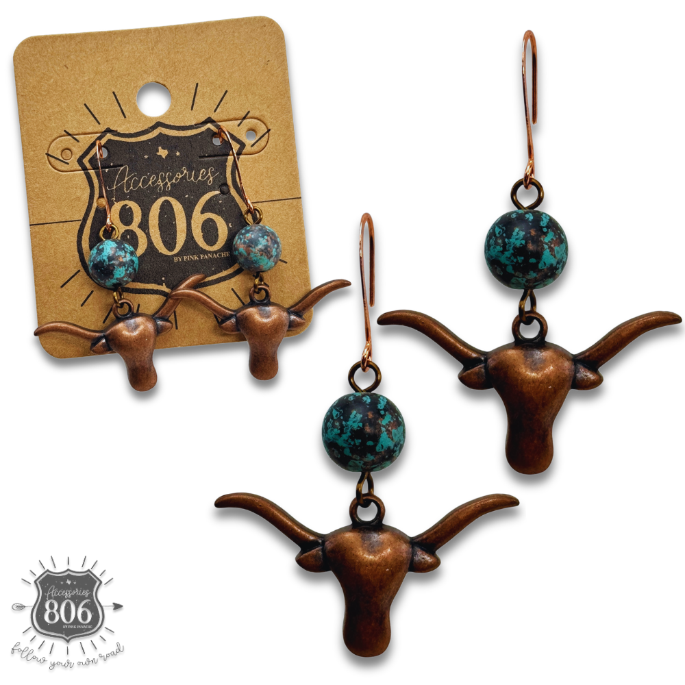 Copper Longhorn Earrings