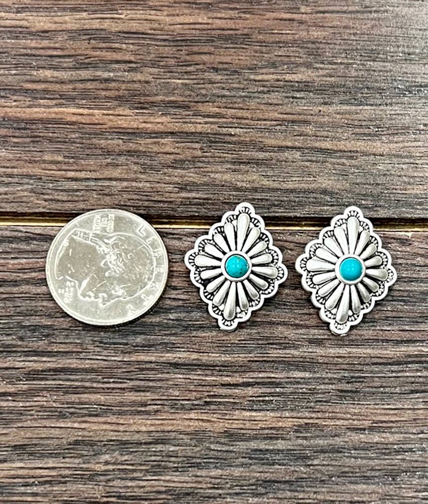 1" Brass Concho Stud Earrings