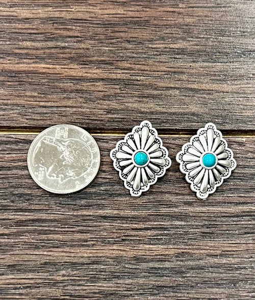 1" Brass Concho Stud Earrings