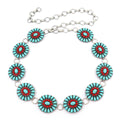 Round Turquoise (w/ Red) Concho