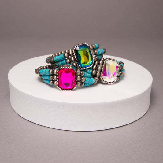 Rhinestone Embellished Beaded Bracelet