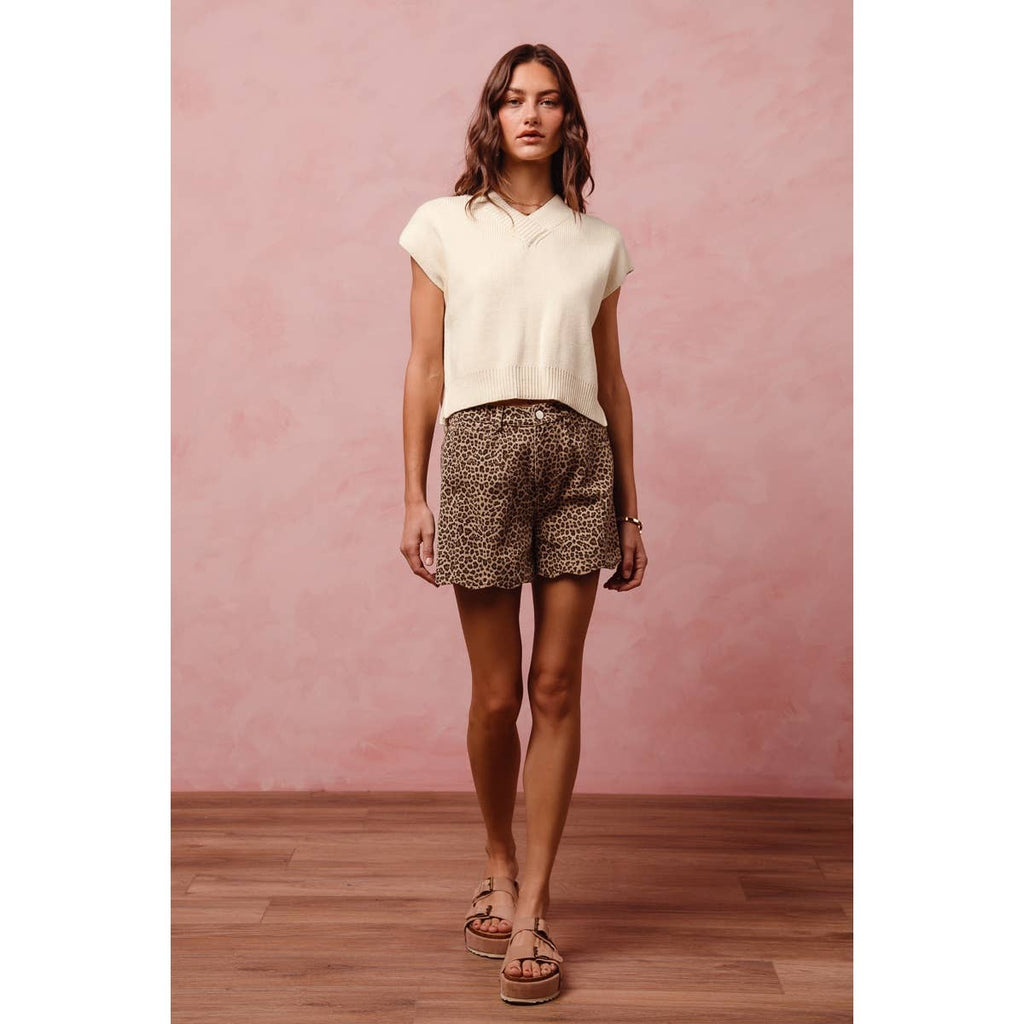 Safari Scalloped Hem Shorts