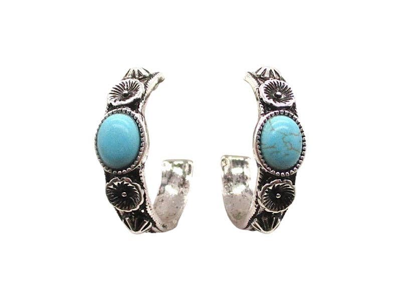 Western Turquoise Hoop Earrings