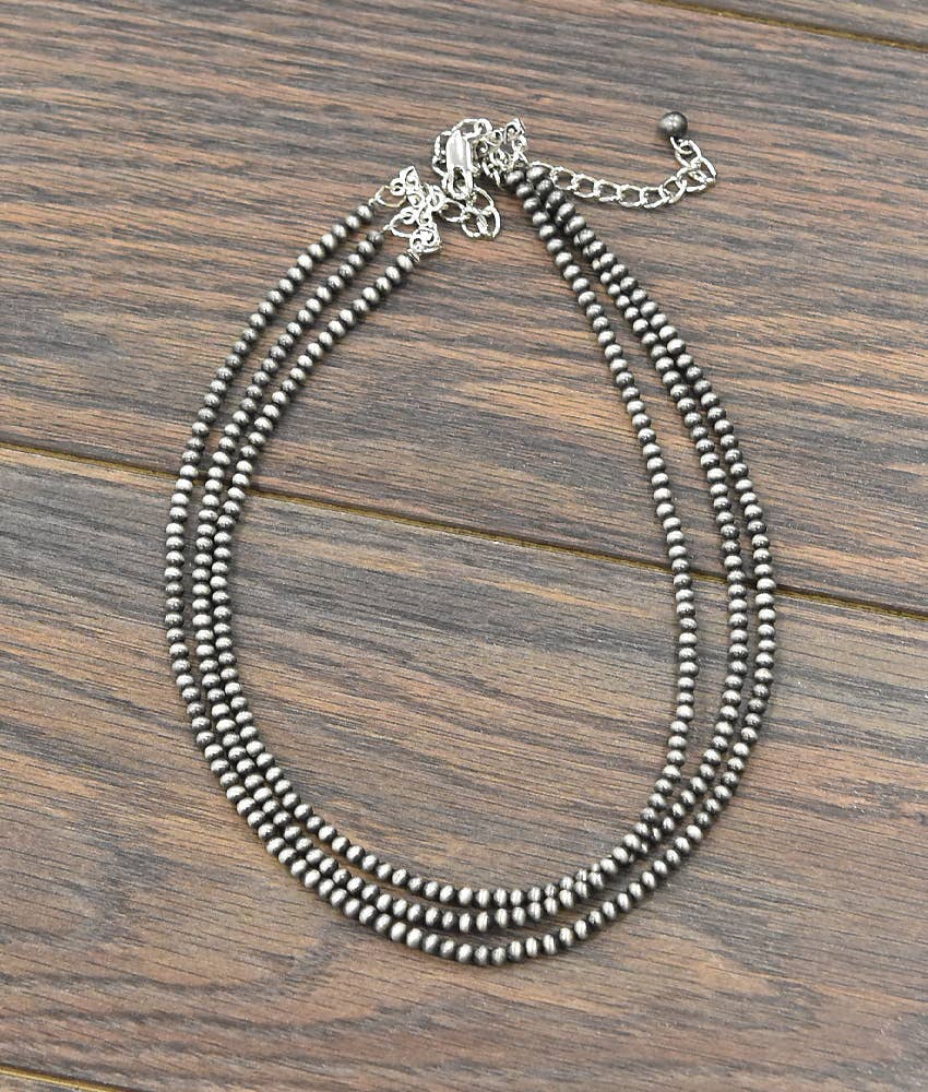 17" 4mm Bead 3 Strand Necklace