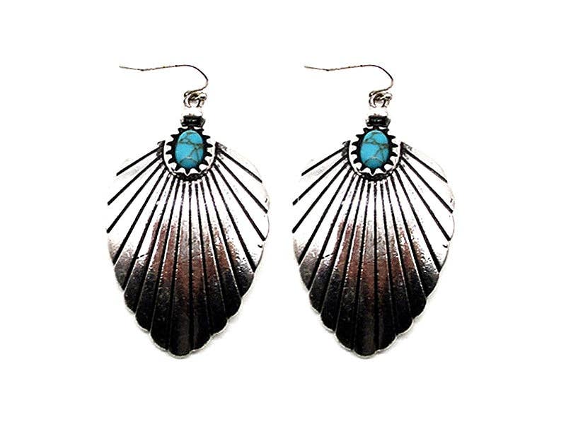Western Turquoise Sunburst Concho Earrings