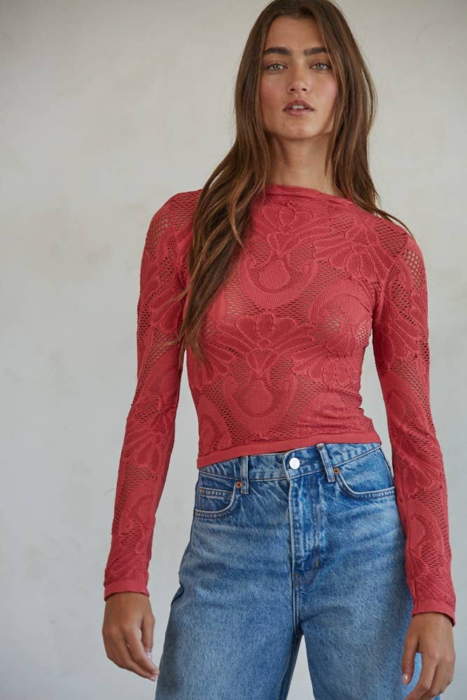 Seamless Jacquard Fishnet Top
