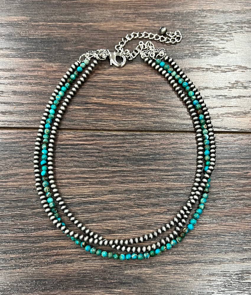 Silver & Sky Beaded Necklace