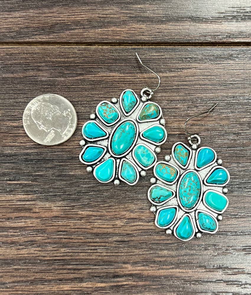 Big 1.8" Western Turquoise Earrings