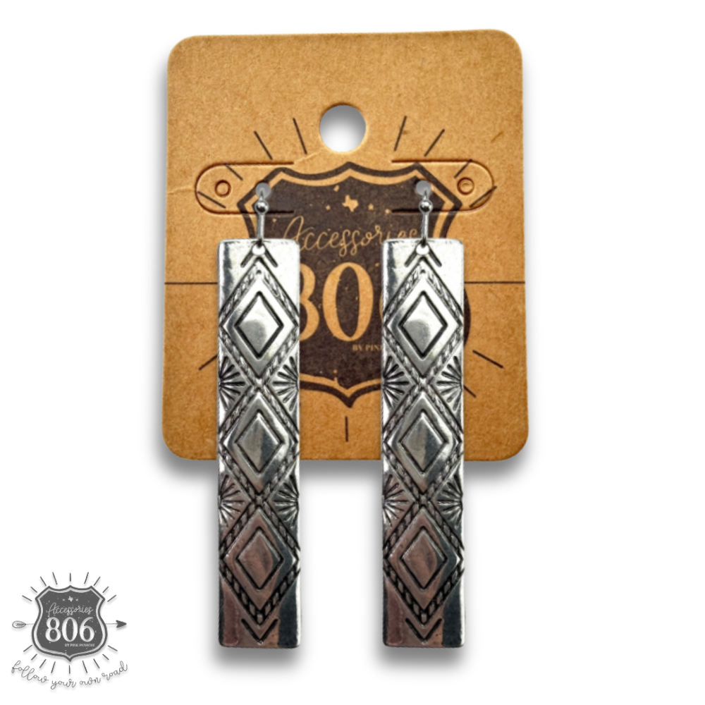 Aztec embossed earring