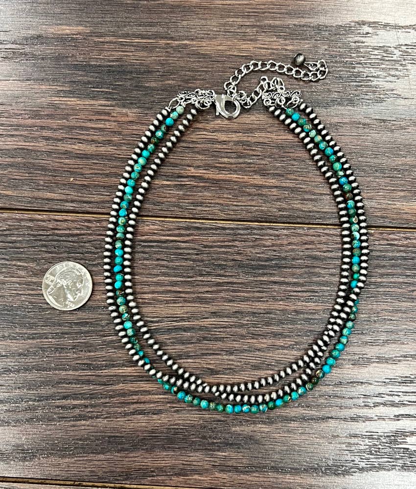 Silver & Sky Beaded Necklace