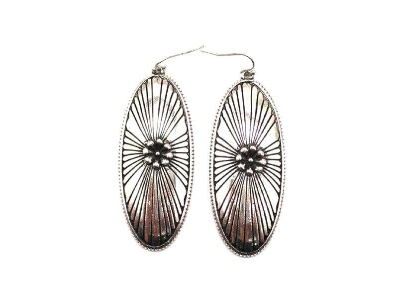Western Long Oval Concho Earrings