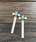 2.2" Cross Turquoise Earrings